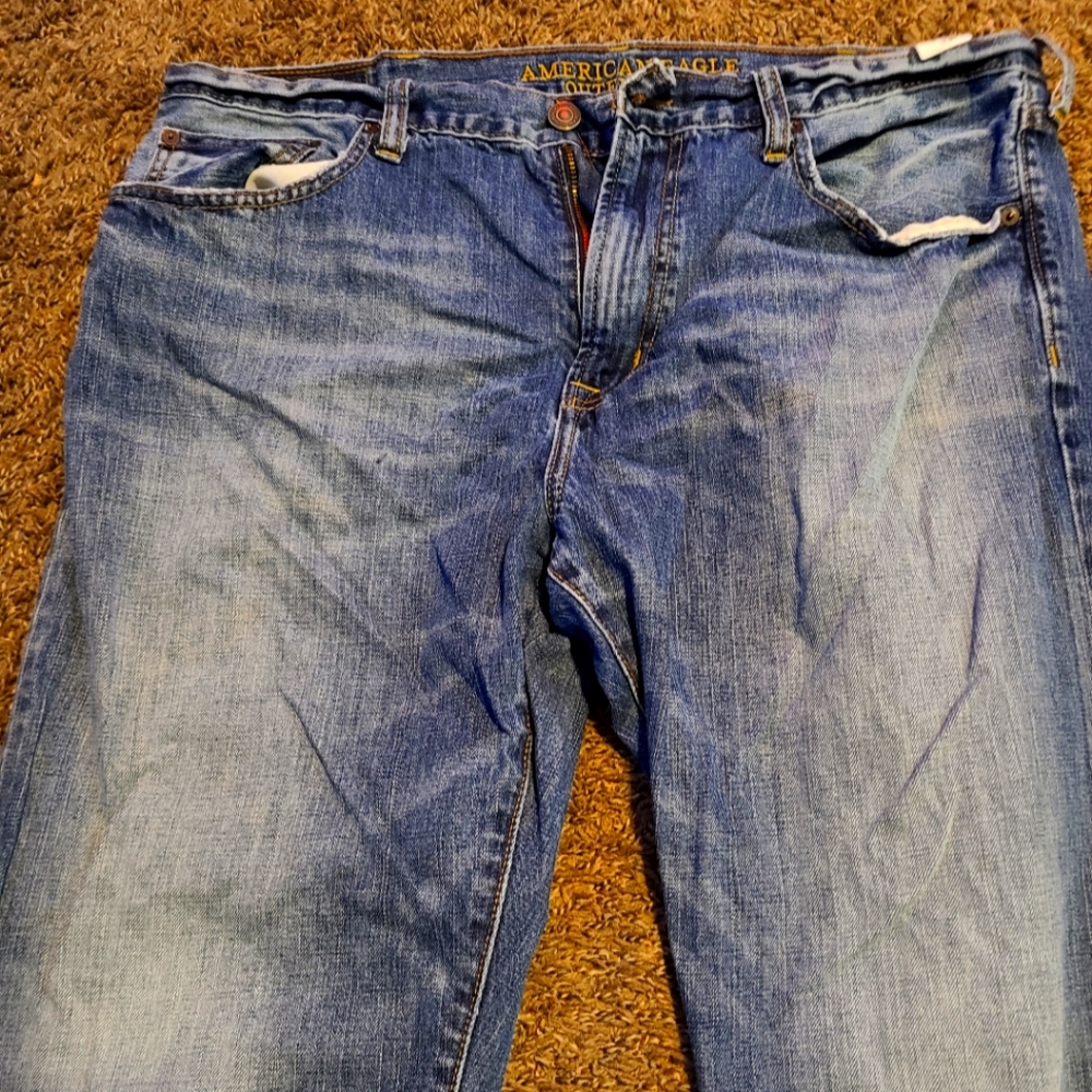 American eagle blue jeans relaxed straight 38x32